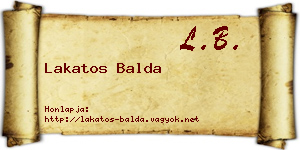 Lakatos Balda névjegykártya